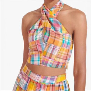 STAUD Multicolor Plaid Crop Top